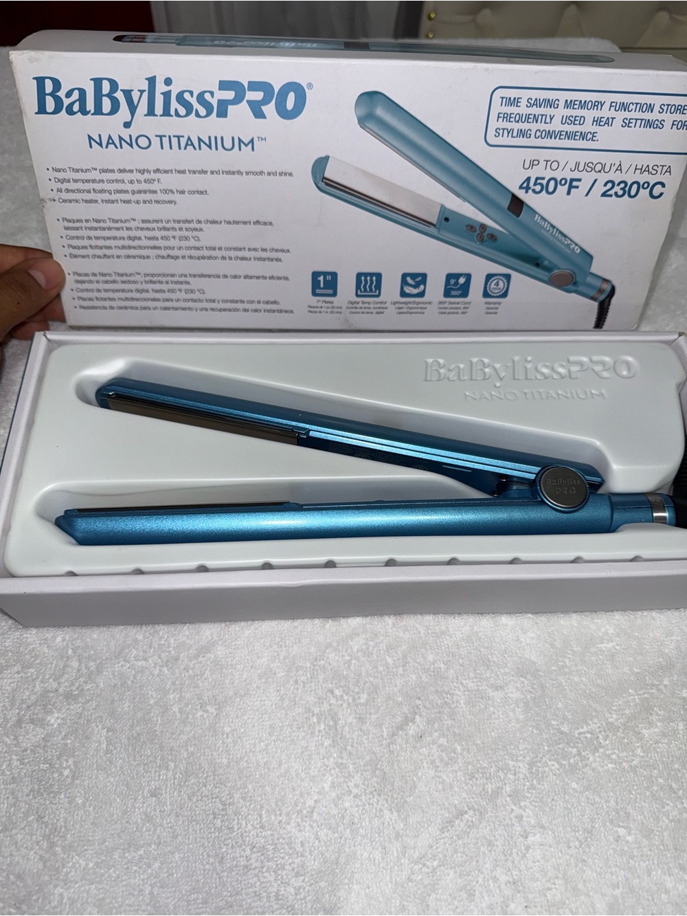 BaBylissPRO Nano Titanium Hair Straightener in Metallic Blue